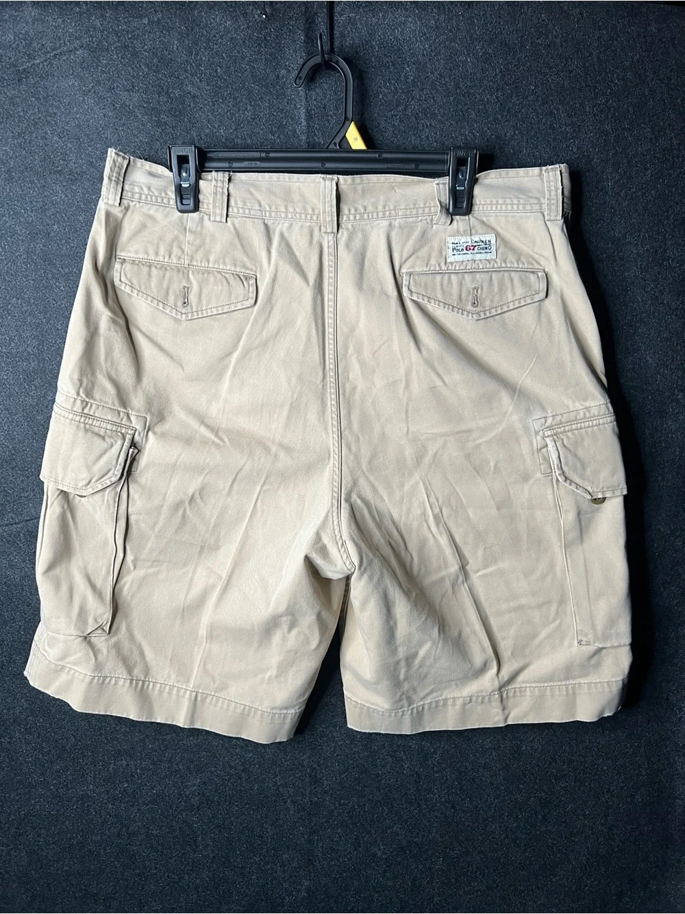VTG Polo Ralph Lauren‎ Beige Cargo Shorts Men’s Size 36 Relaxed Fit Utility Y2K